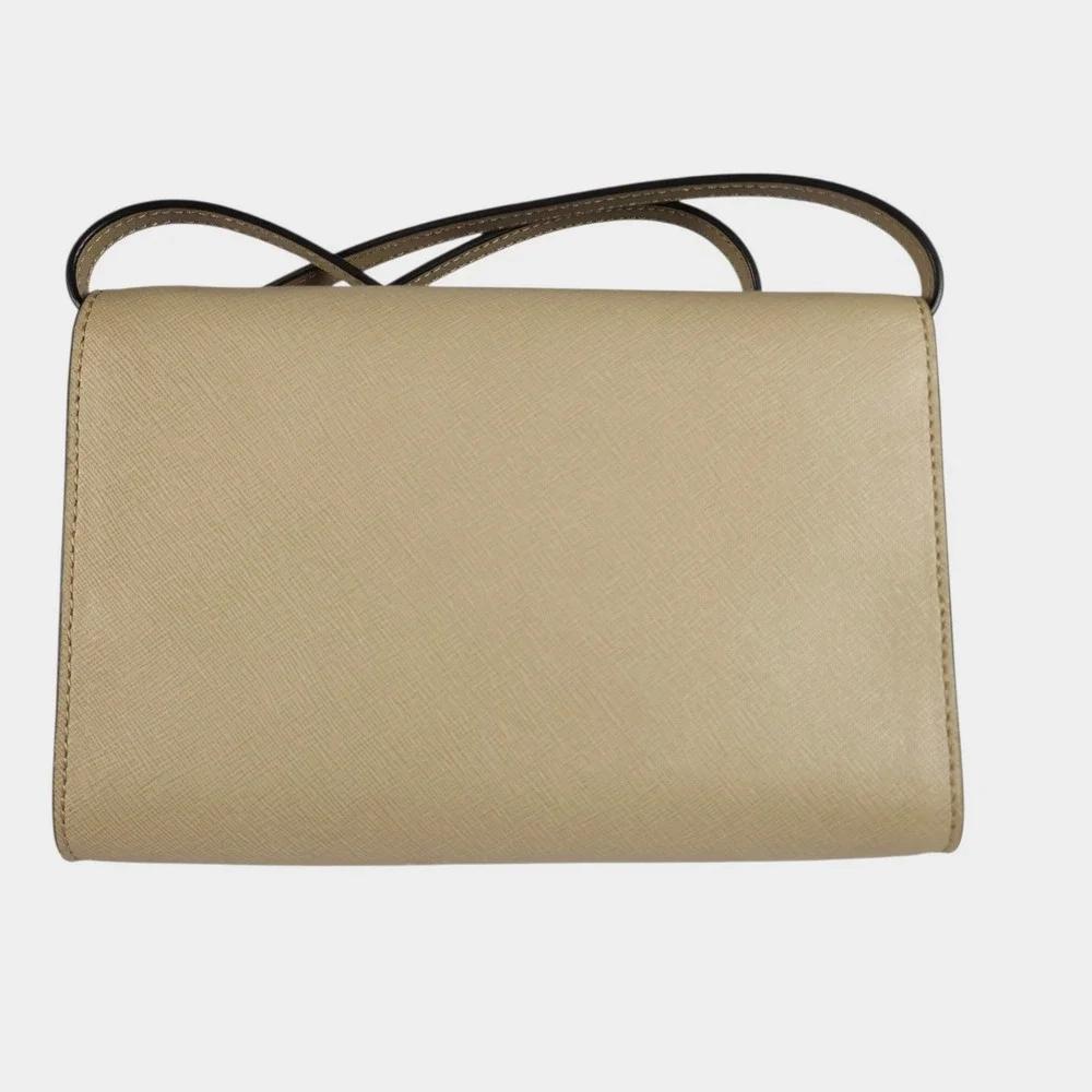 Michael Kors‎ Jet Set Crossbody Clutch Womens Bisque Leather Minimalist Neutral